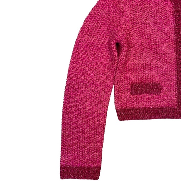 NWT Alice and Olivia Noella Sequin Embellished Bouclé Cardigan in Pink Size S - Picture 4 of 9